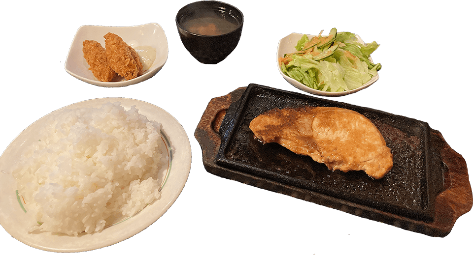 ポークソテーのセット料理の画像